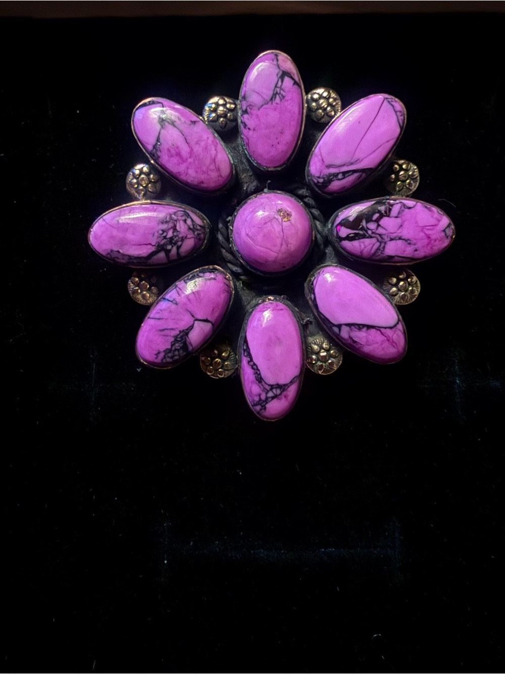 New Copper and Pink/Purple Dahlia Stone Statement Ring